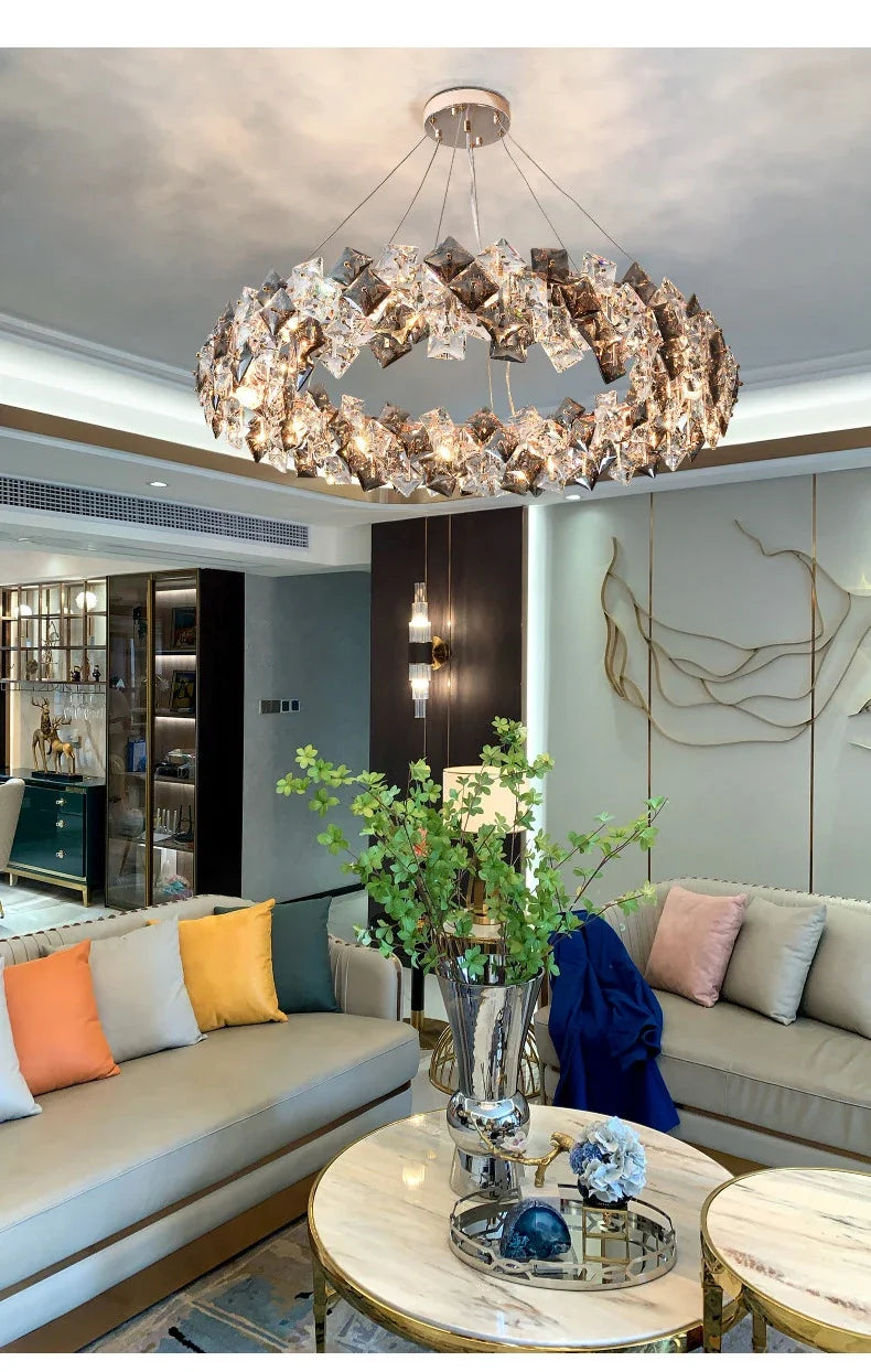 Postmodern Crystal Chandelier for Living Room  Bedroom - Elegant Three-Color Design for Home  Restaurant