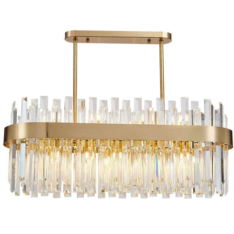 Modern Crystal Chandelier with Polished Stainless Steel Finish - Elegant LED Lighting for Living Room Dining Room and Bedroom