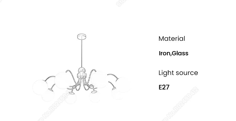 Glass Ball Chandelier for Modern Bedroom Home Decor - Elegant Hanging Light Fixture