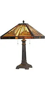 Antique Mission Style Floor Lamp with Adjustable Arched Arm  Stained Glass Shade for Soft Ambient Lighting