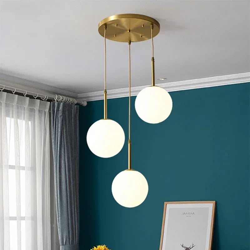 Modern Glass Ball LED Pendant Lamp for Dining Room Hotel Lobby and Stairs - Elegant Chandelier Hanging Light