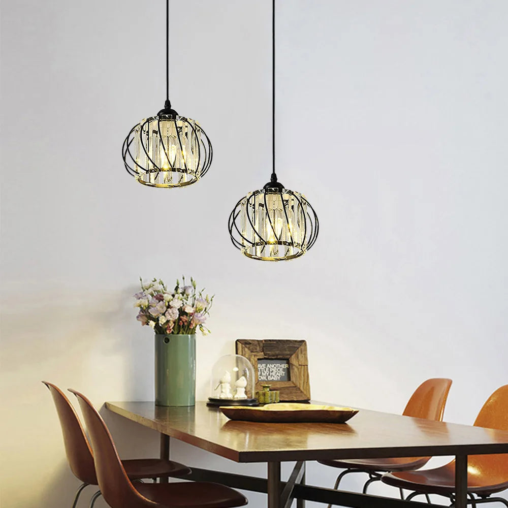 Simple Nordic Glass Chandelier with Modern LED Lighting | Elegant Polished Metal Shade in Gold or Black Semi-Flush Mount Design
