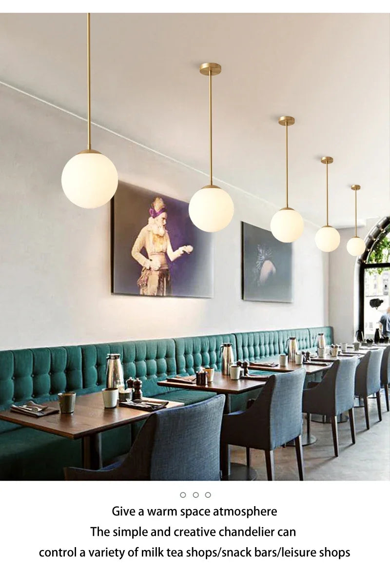 Modern Glass Ball LED Pendant Lamp for Dining Room Hotel Lobby and Stairs - Elegant Chandelier Hanging Light