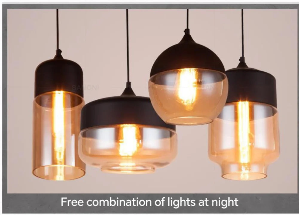 Nordic Glass Pendant Lights Fixtures Modern LED Wood Chandelier For Living Dinning Room Light Bedroom Wood Color Hanging Lamp