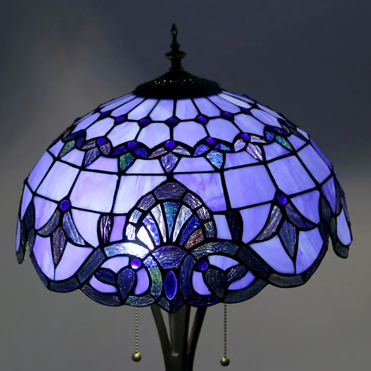 Tiffany Style LED Floor Lamp with Red Stained Glass Rose Shade  63-Inch Tall Standing Reading Light