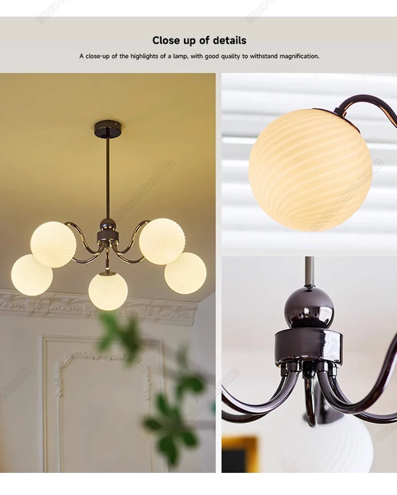 Glass Ball Chandelier for Modern Bedroom Home Decor - Elegant Hanging Light Fixture