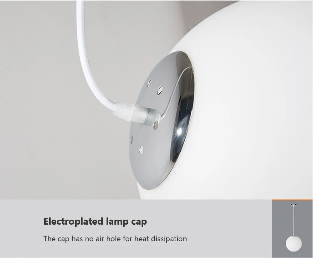 Home Decor Pendant Lights - White Glass Ball Hanging Lamps for Bar Dining Room and Bedroom Clothing Store LED Ceiling Chandeliers