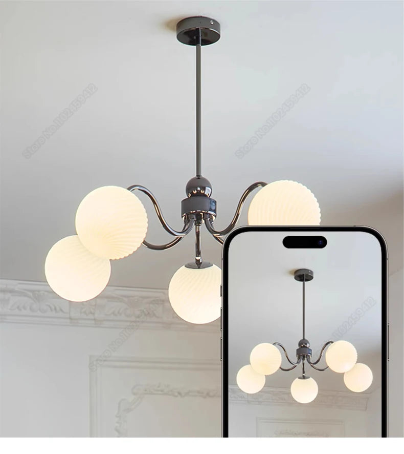 Glass Ball Chandelier for Modern Bedroom Home Decor - Elegant Hanging Light Fixture