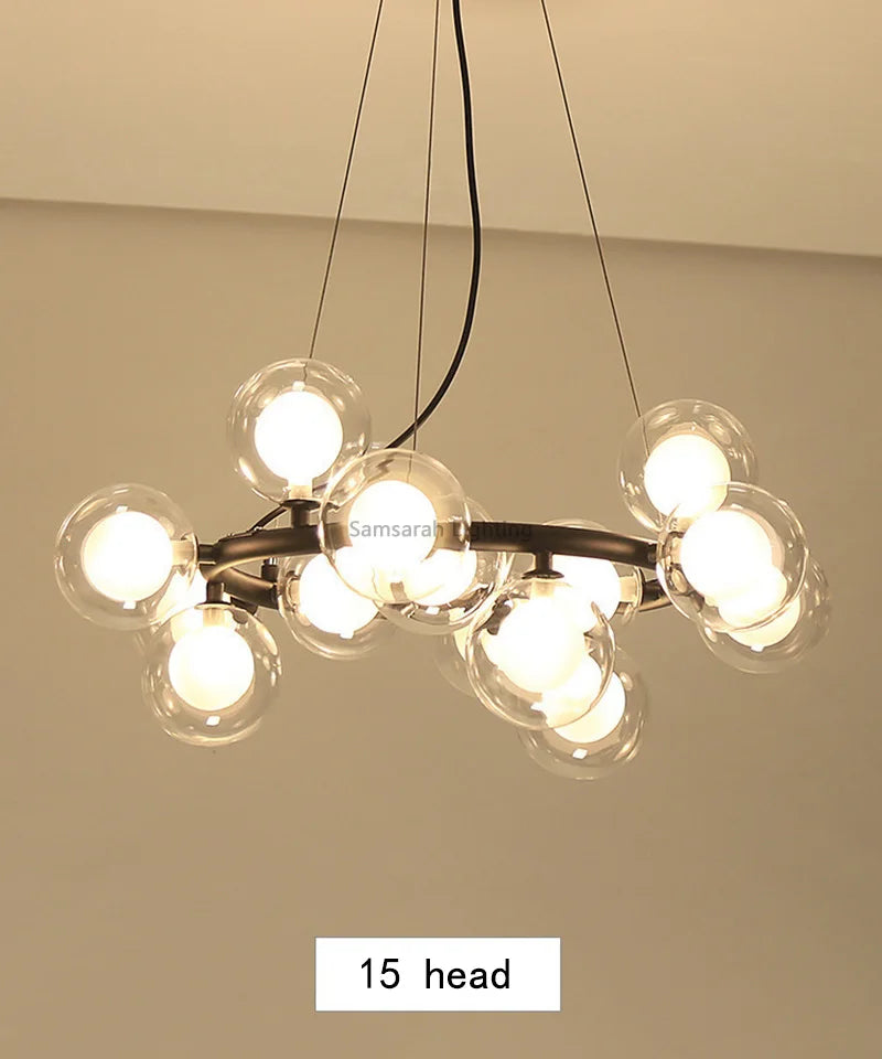 Contemporary LED Bubble Glass Pendant Chandelier for Living and Dining Rooms