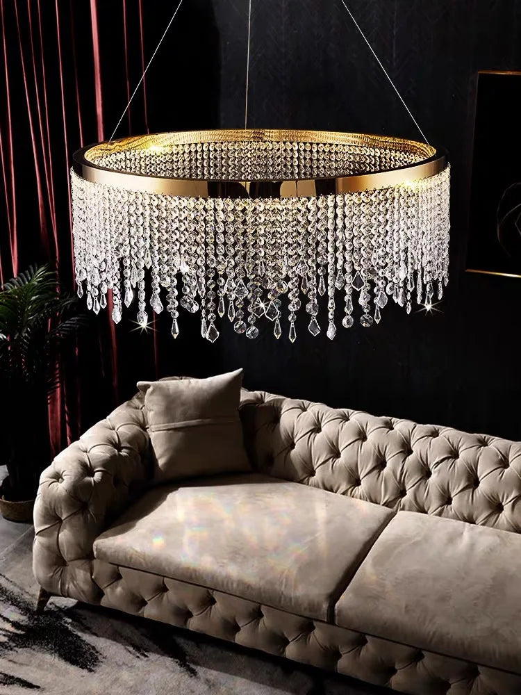 Living Room Luxury Chandelier Crystal Hanging Lamp Modern Home Decor LED Luster for Dining Room Pendant Lighting Fixture