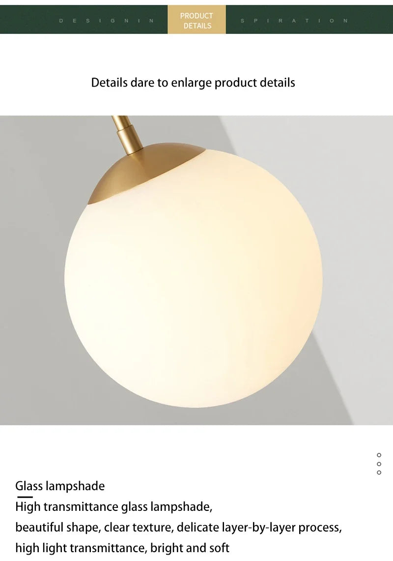 Modern Glass Ball LED Pendant Lamp for Dining Room Hotel Lobby and Stairs - Elegant Chandelier Hanging Light