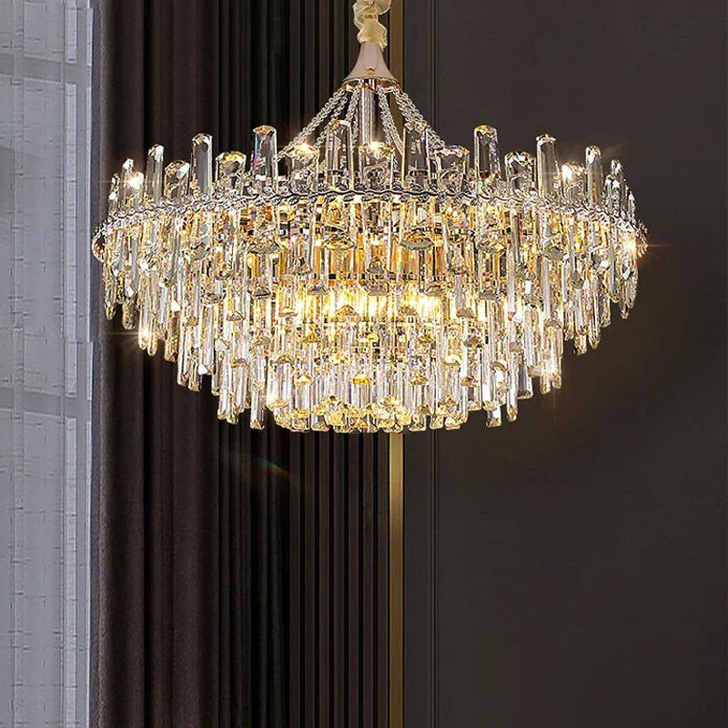 New Modern Light Luxury Crystal Lamp Home Living Room Bedroom Dining Room Living Room Luxury Villa Suspended Crystal Chandelier
