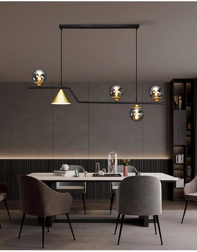 Glass Pendant Light for Dining Room Kitchen Island and Table - Elegant Hanging Chandelier