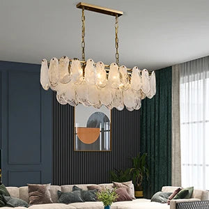 Crystal Luxury Pendant Lamp Glass Metal LED Chandeliers for Living Room and Dining Room Decoration Hanging Ceiling Light Fixture