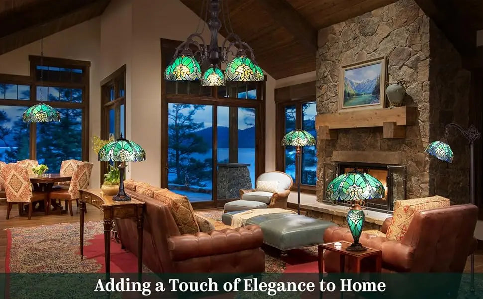 Antique Style Tall Standing Stained Glass Reading Floor Lamp - Luxurious Handcrafted Lighting for Cozy Spaces