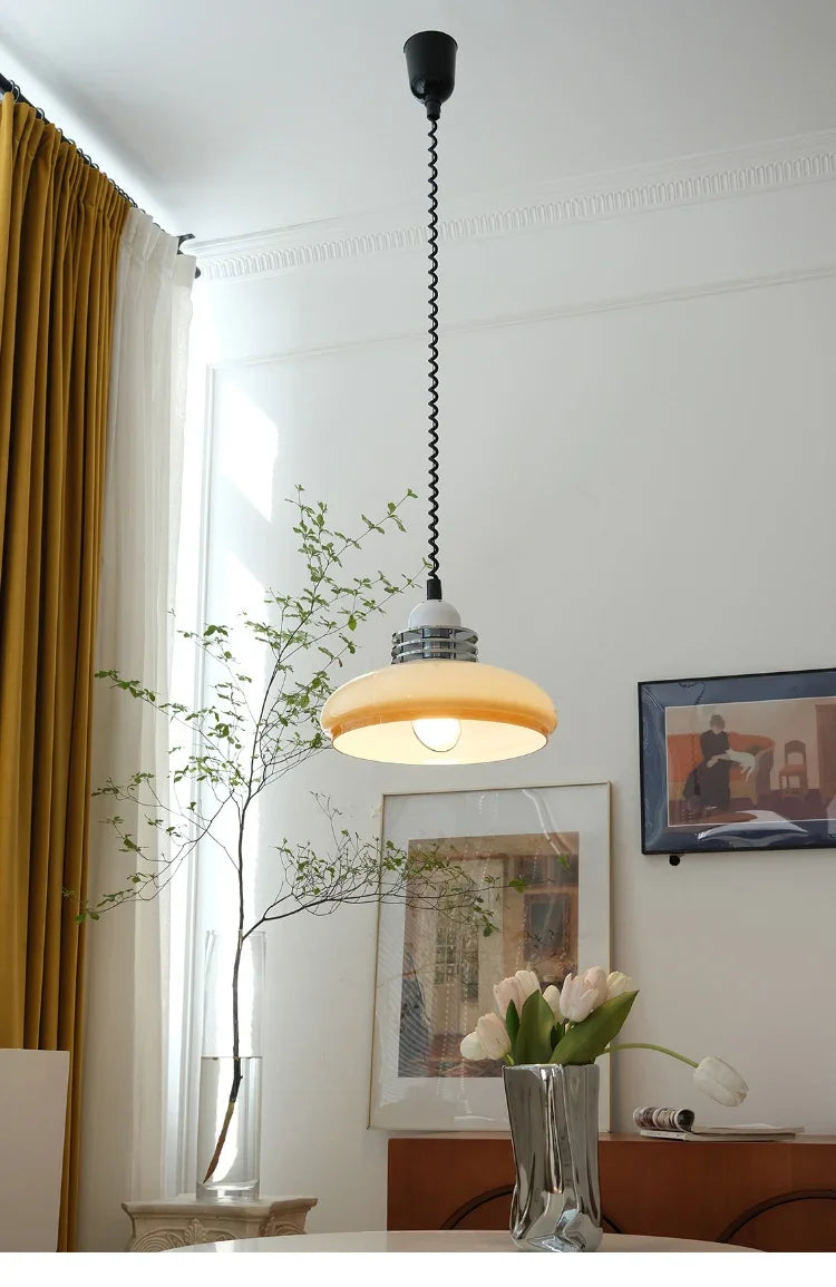 Bauhaus Glass Pendant Light LED Medieval Retro Retractable Chandeliers Restaurant Bar Bedroom Study Pendant Hanging Lamp Lustre