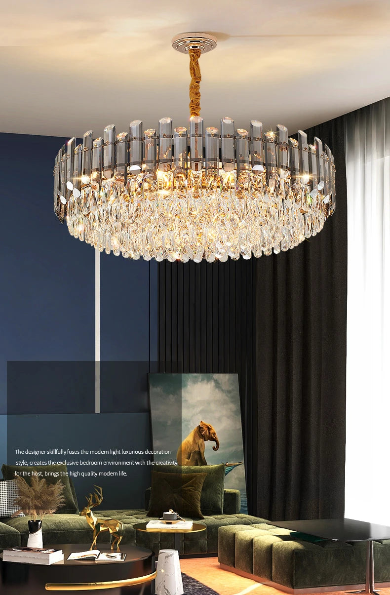 LED Crystal Chandeliers - Gold Luxury Lighting for Dining Living Room Bedroom and Kitchen Island - Indoor Hanging Light
