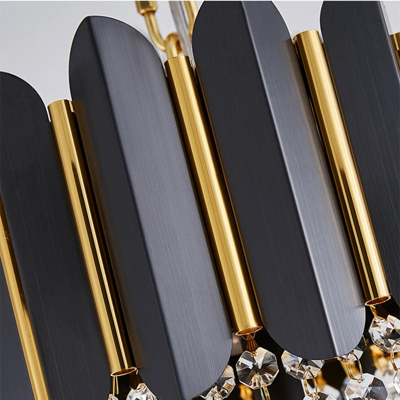 Postmodern Double Layer LED Crystal Chandelier for Living Room Hotel Lobby and Villa - Creative Minimalist Pendant Light