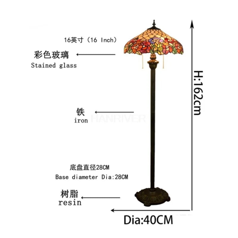 Rose Design Stained Glass Floor Lamp for Living Room Dining Room or Bedroom  Elegant Lighting for Bar or Club