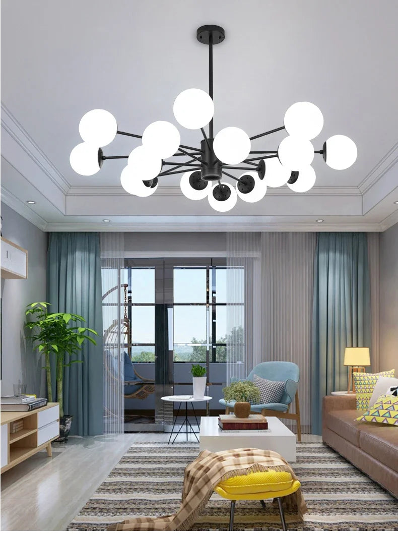 Modern Glass LED Chandelier Lighting Ceiling Chandeliers Light for Dining Living Room Bedroom Kitchen Indoor Lustre Fixture Lamp
