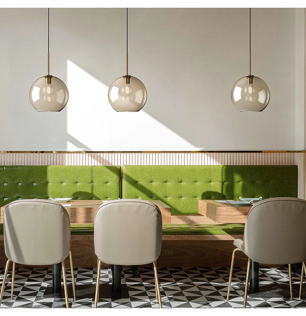 Modern Glass Pendant Light for Dining Room Cafe Bar Bedroom Bedside Hanging Lamps for Ceiling Kitchen Island Suspension Chandelier