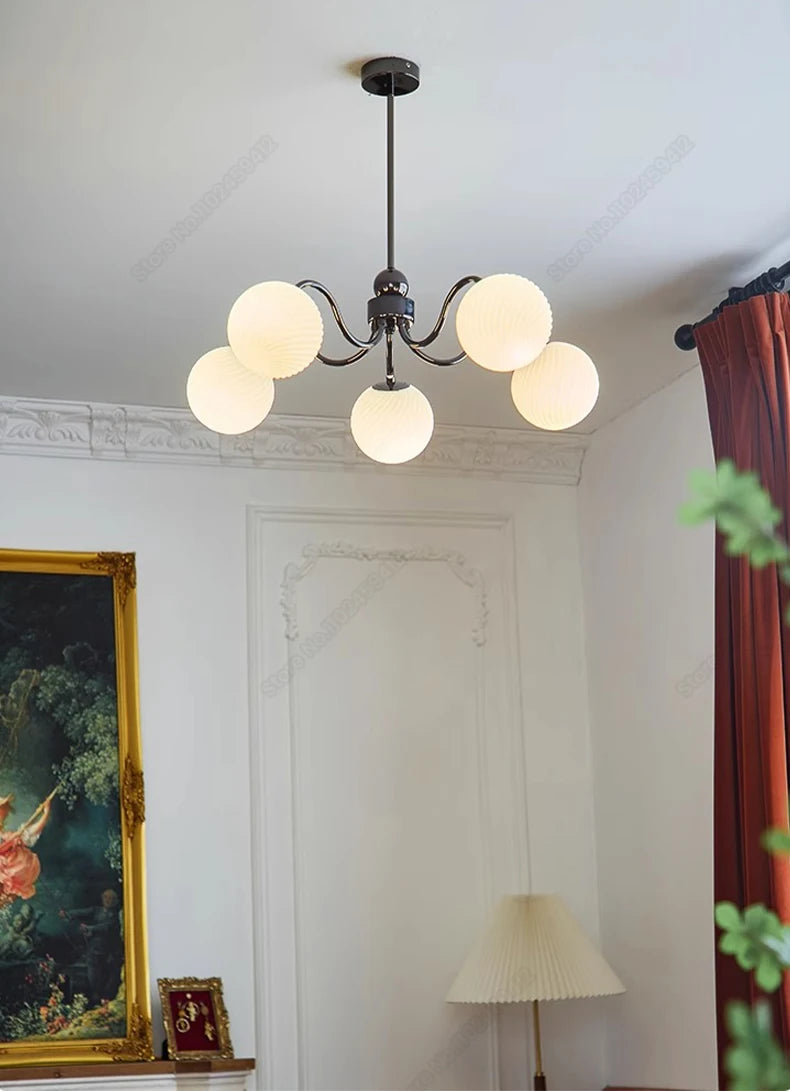 Glass Ball Chandelier for Modern Bedroom Home Decor - Elegant Hanging Light Fixture