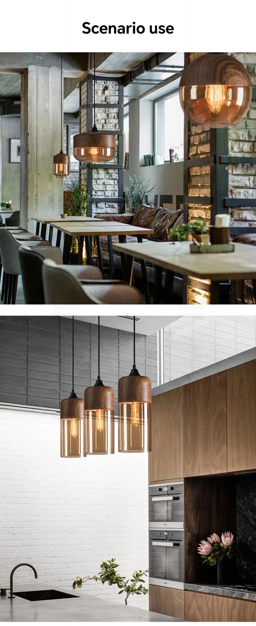 Nordic Glass Pendant Lights Fixtures Modern LED Wood Chandelier For Living Dinning Room Light Bedroom Wood Color Hanging Lamp