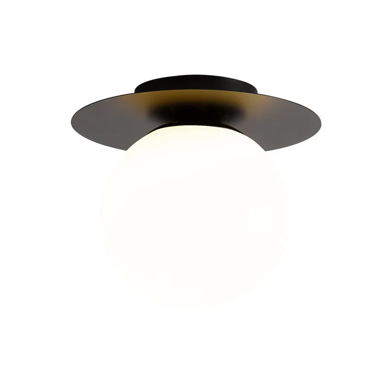 Modern Black Gold LED Ceiling Lamp - Elegant Glass Ball Chandelier Light for Home and Balcony Fixtures