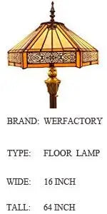 Yellow Hexagon Stained Glass Torchiere Floor Lamp - 66in Tall Corner Accent Light for Living Room and Bedroom Handcrafted Collectible Decor