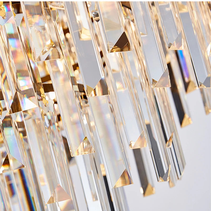 Postmodern Double Layer LED Crystal Chandelier for Living Room Hotel Lobby and Villa - Creative Minimalist Pendant Light