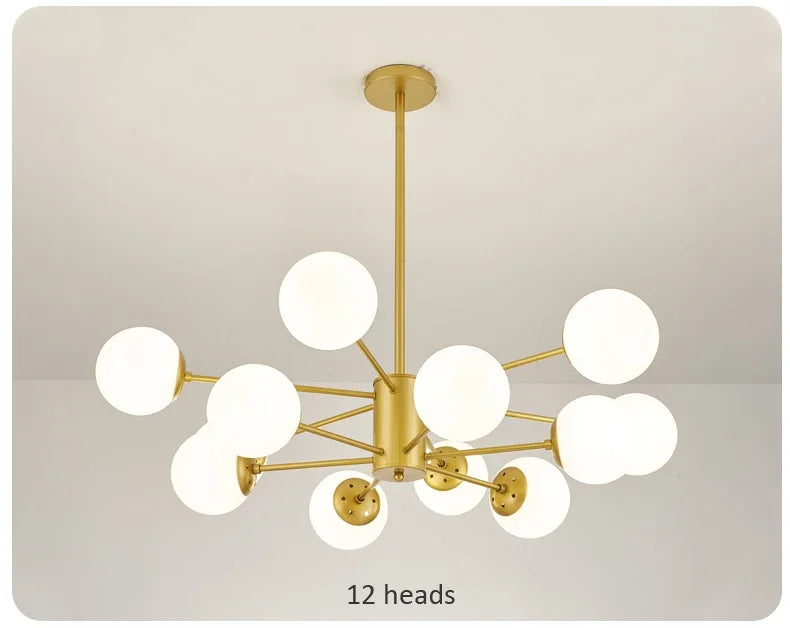 Modern Glass LED Chandelier Lighting Ceiling Chandeliers Light for Dining Living Room Bedroom Kitchen Indoor Lustre Fixture Lamp