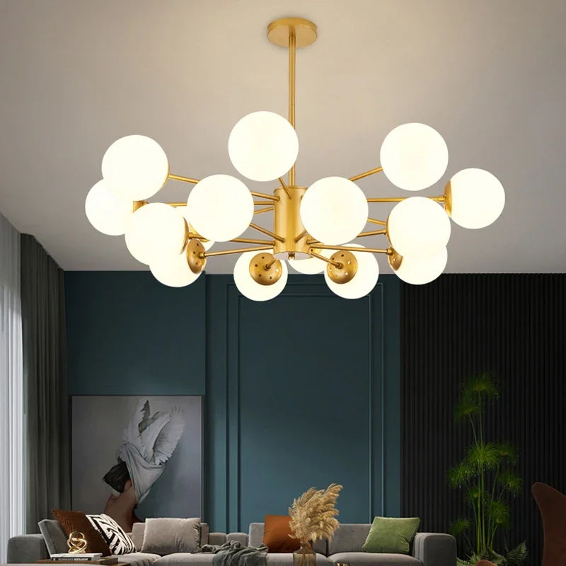 Modern Glass LED Chandelier Lighting Ceiling Chandeliers Light for Dining Living Room Bedroom Kitchen Indoor Lustre Fixture Lamp
