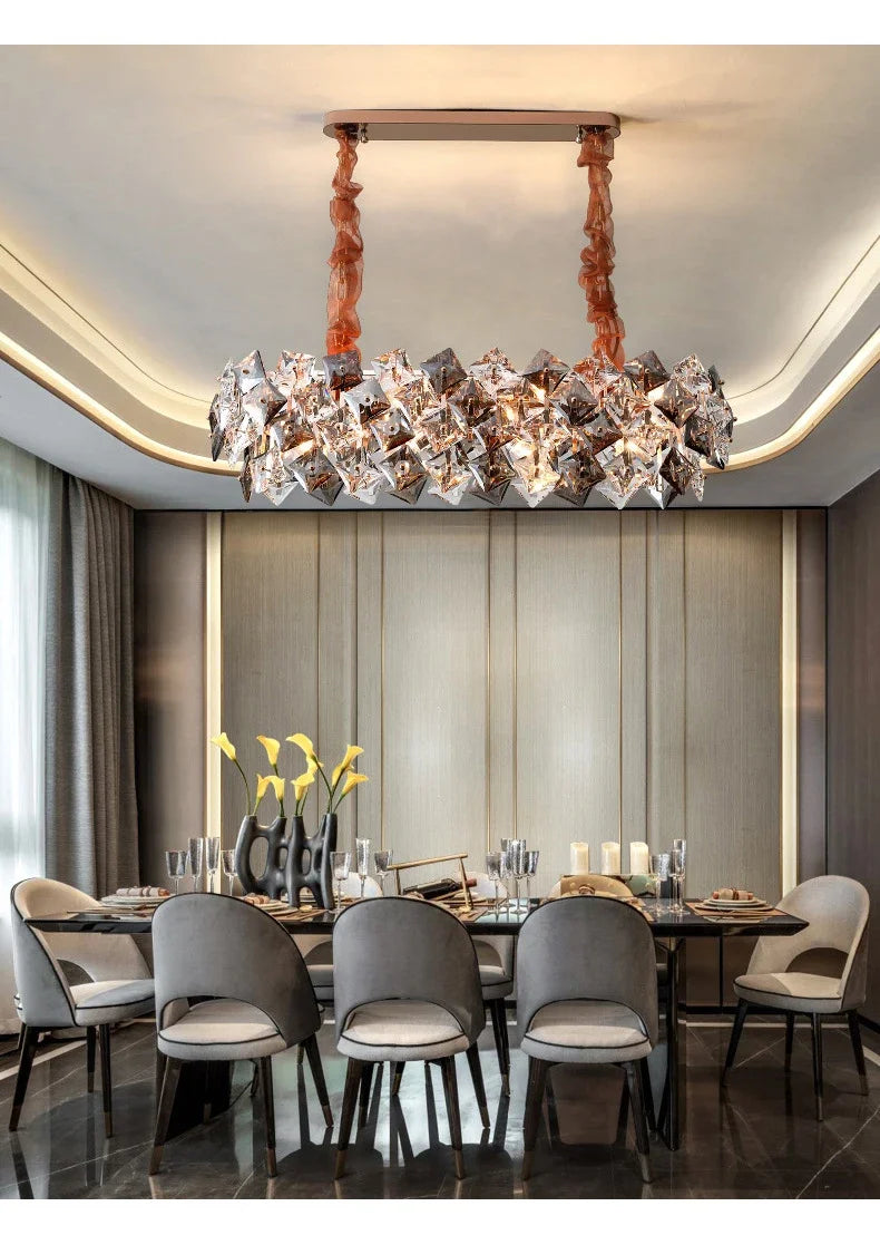 Postmodern Crystal Chandelier for Living Room  Bedroom - Elegant Three-Color Design for Home  Restaurant