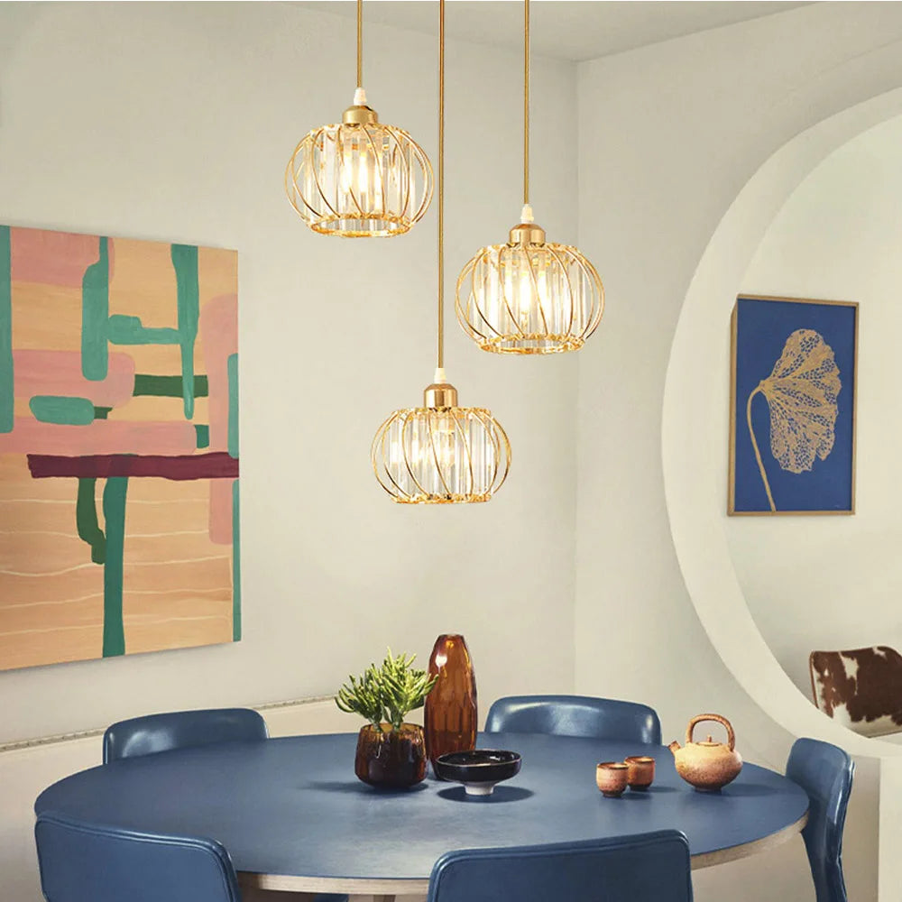 Simple Nordic Glass Chandelier with Modern LED Lighting | Elegant Polished Metal Shade in Gold or Black Semi-Flush Mount Design