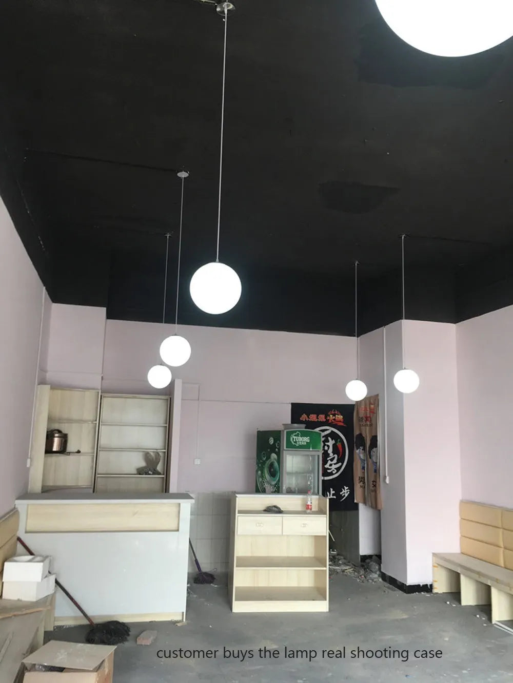 Home Decor Pendant Lights - White Glass Ball Hanging Lamps for Bar Dining Room and Bedroom Clothing Store LED Ceiling Chandeliers