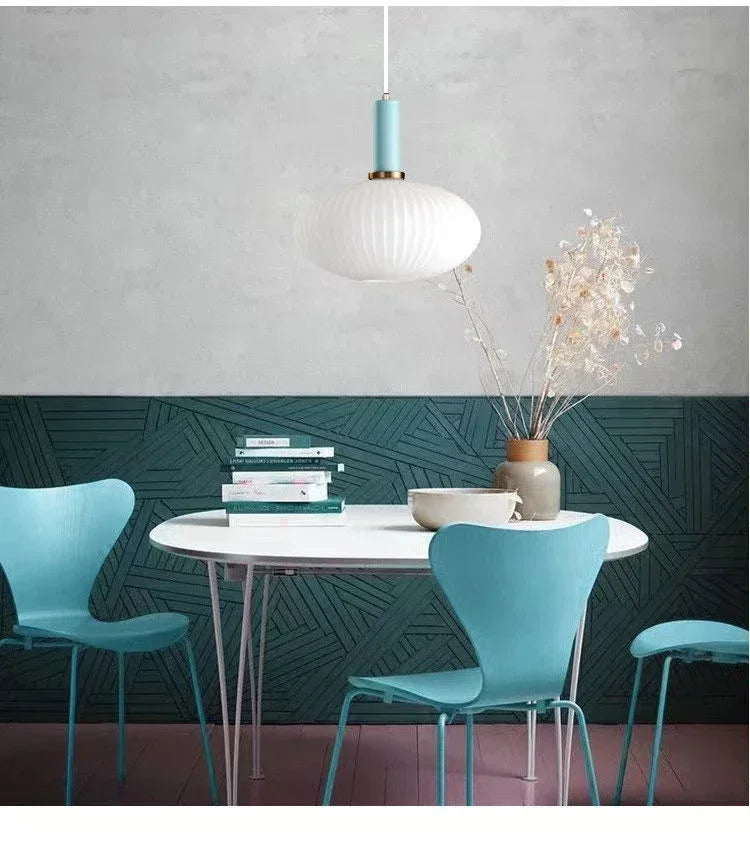 White Glass LED Pendant Lamp Modern Hanging Chandeliers Lighting Fixture Dining Room Kitchen Home Droplight Bedroom Bedside Lamp