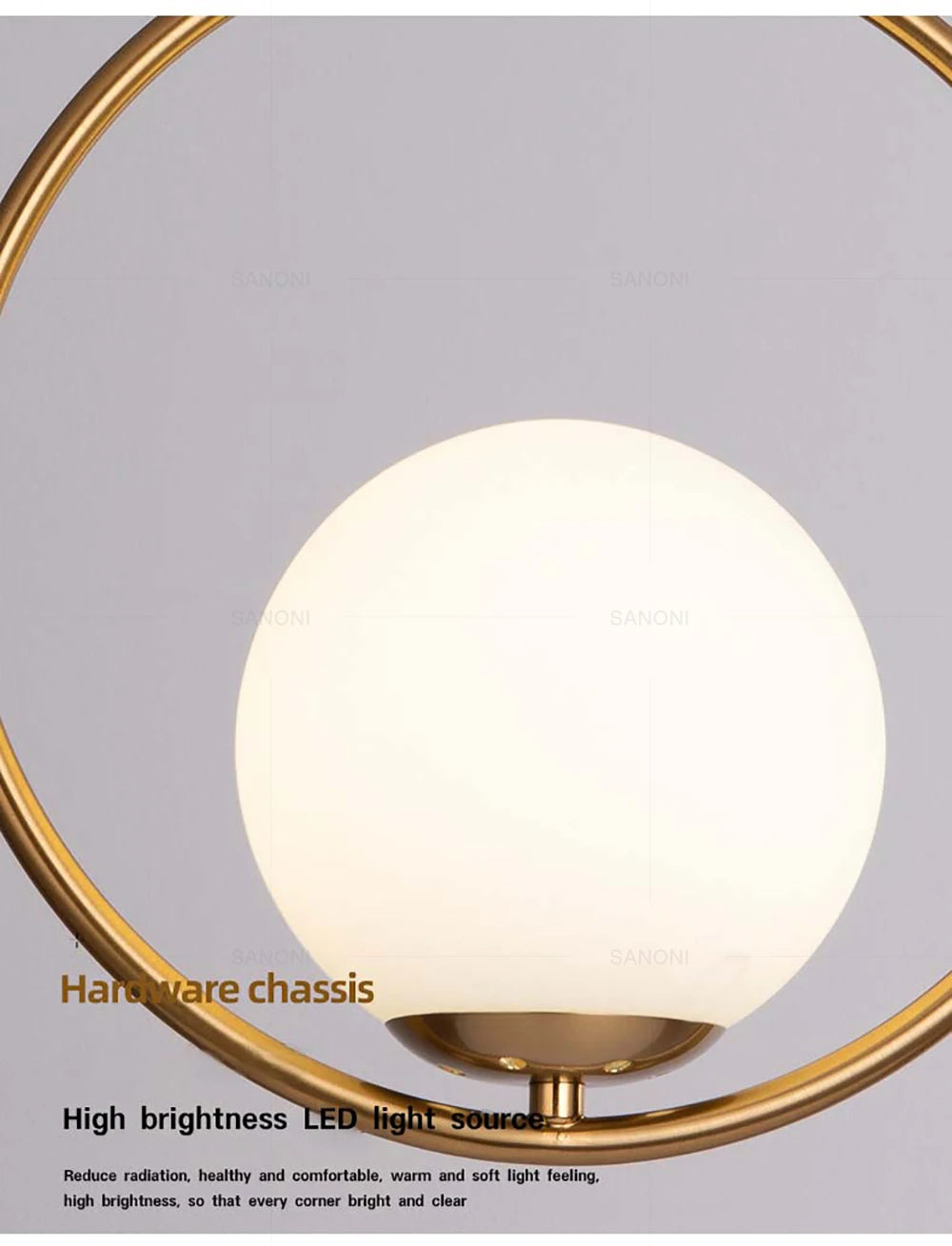 Modern Gold Glass Ball Pendant Lamp - Elegant Chandelier for Dining Room Kitchen or Bedside Lighting