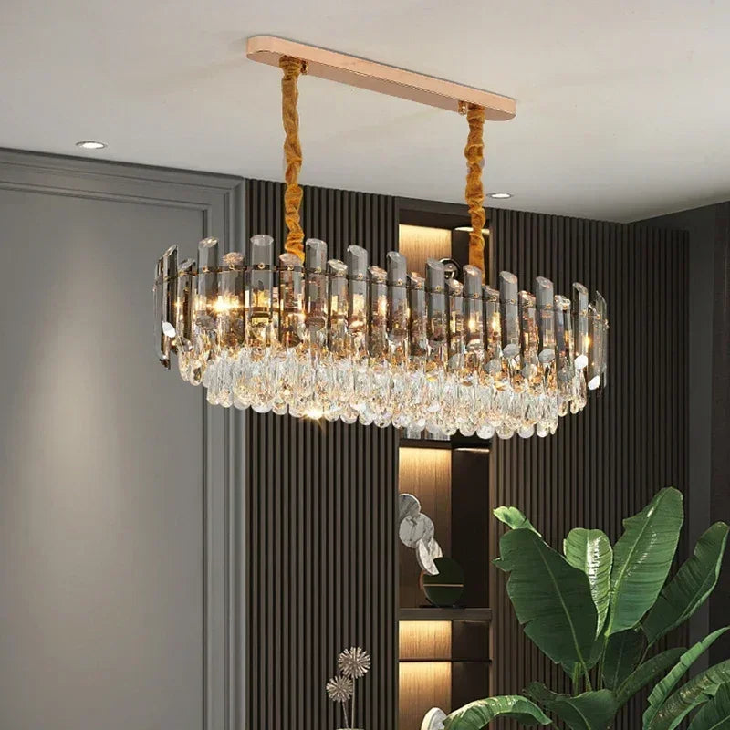 LED Crystal Chandeliers - Gold Luxury Lighting for Dining Living Room Bedroom and Kitchen Island - Indoor Hanging Light