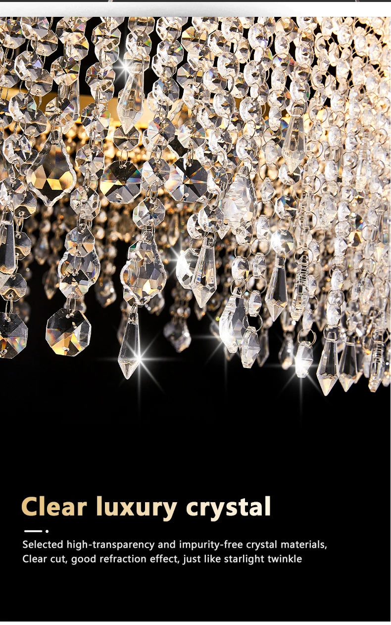 Living Room Luxury Chandelier Crystal Hanging Lamp Modern Home Decor LED Luster for Dining Room Pendant Lighting Fixture