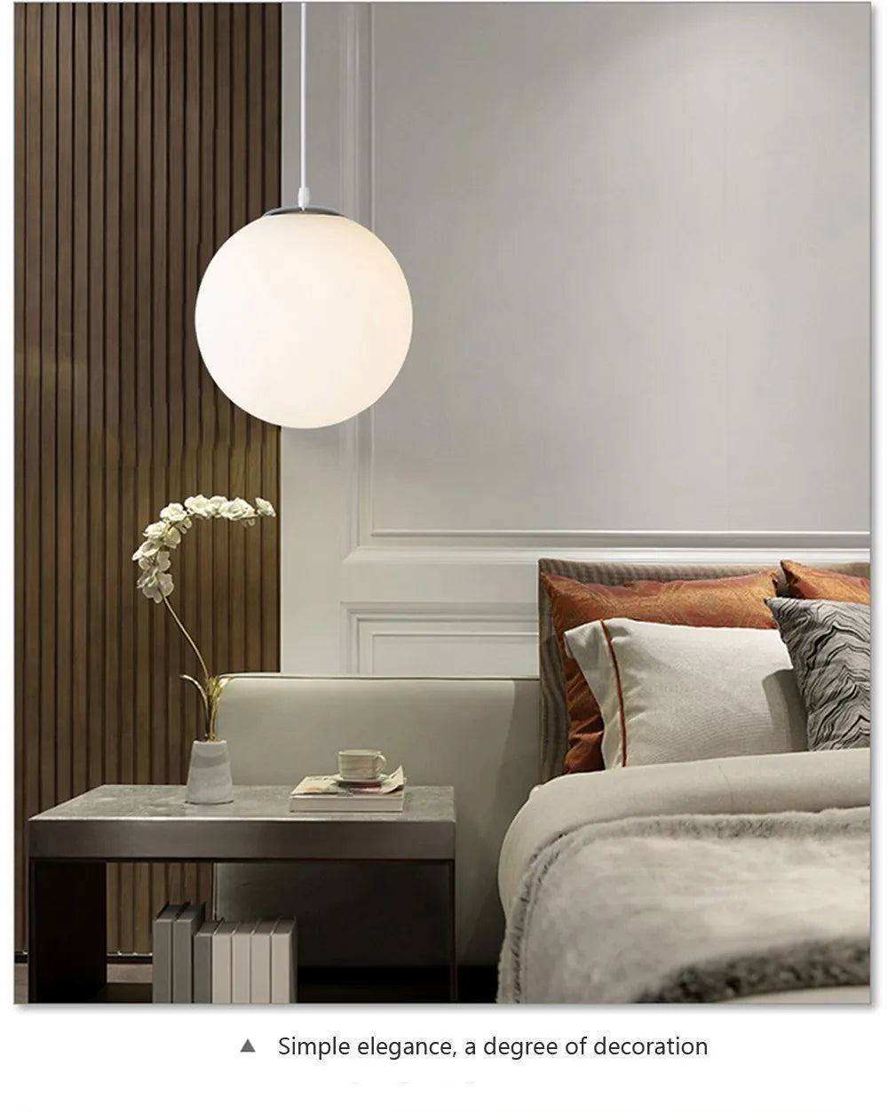 Home Decor Pendant Lights - White Glass Ball Hanging Lamps for Bar Dining Room and Bedroom Clothing Store LED Ceiling Chandeliers