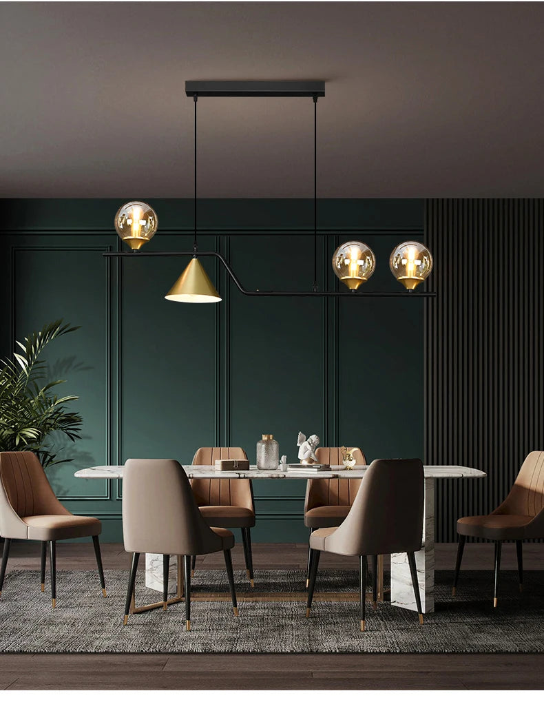 Glass Pendant Light for Dining Room Kitchen Island and Table - Elegant Hanging Chandelier