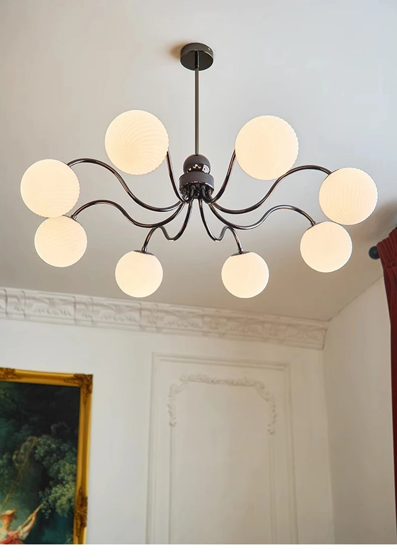 Glass Ball Chandelier for Modern Bedroom Home Decor - Elegant Hanging Light Fixture