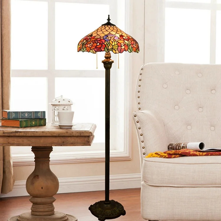 Rose Design Stained Glass Floor Lamp for Living Room Dining Room or Bedroom  Elegant Lighting for Bar or Club