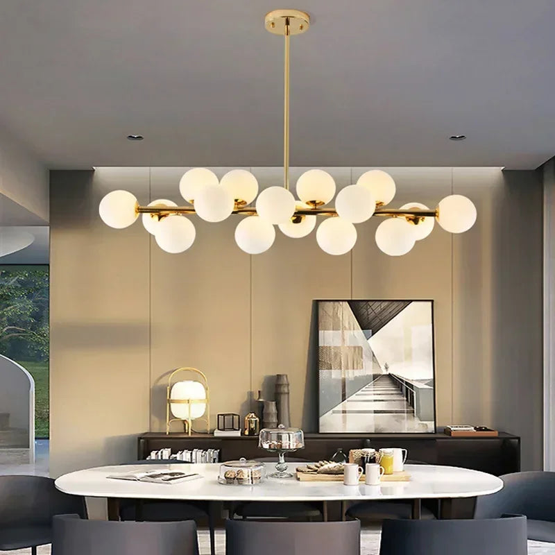 Contemporary LED Bubble Glass Pendant Chandelier for Living and Dining Rooms