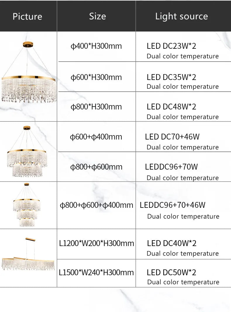 Living Room Luxury Chandelier Crystal Hanging Lamp Modern Home Decor LED Luster for Dining Room Pendant Lighting Fixture