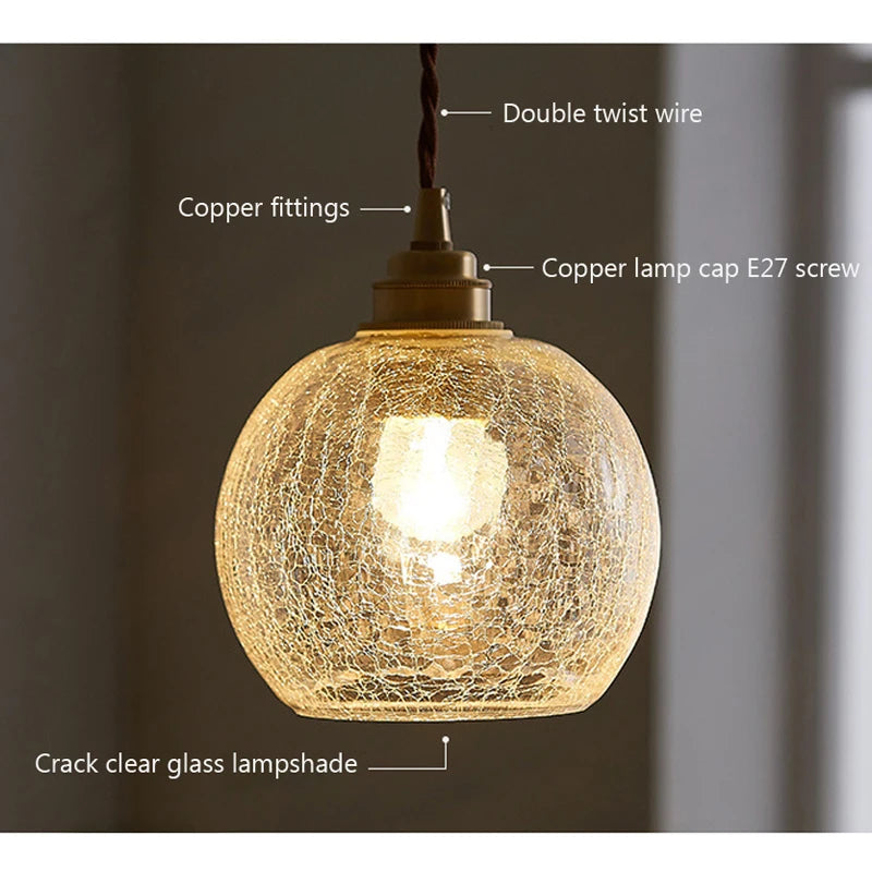 Glass Pendant Light Nordic Dining Room Retro Chandeliers Creative Minimal Transparent Lampshade For Restaurant Lamp Lustre