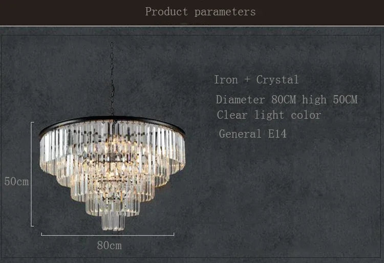 Modern Crystal Chandelier Elegant K9 Crystal Smoky Gray Crystal Suspension Lamps for Cafe Restaurant Hotel