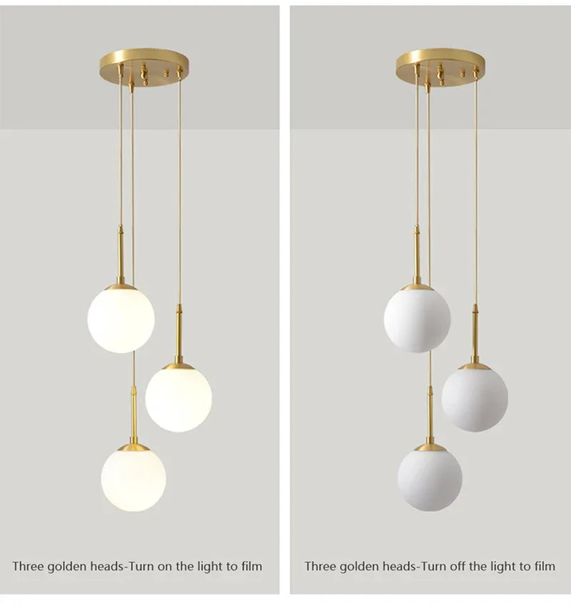 Modern Glass Ball LED Pendant Lamp for Dining Room Hotel Lobby and Stairs - Elegant Chandelier Hanging Light
