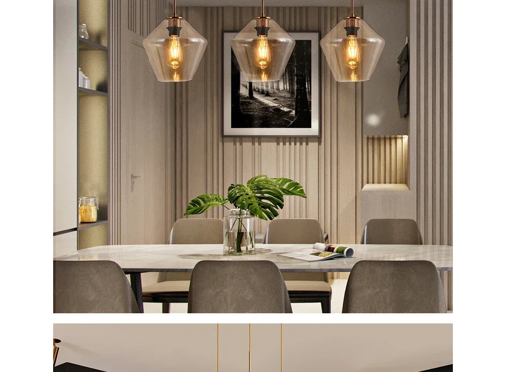 Amber Glass Chandelier Pendant Light for Dining Room Living Room Bedroom Hotel Cafe and Bar Decor