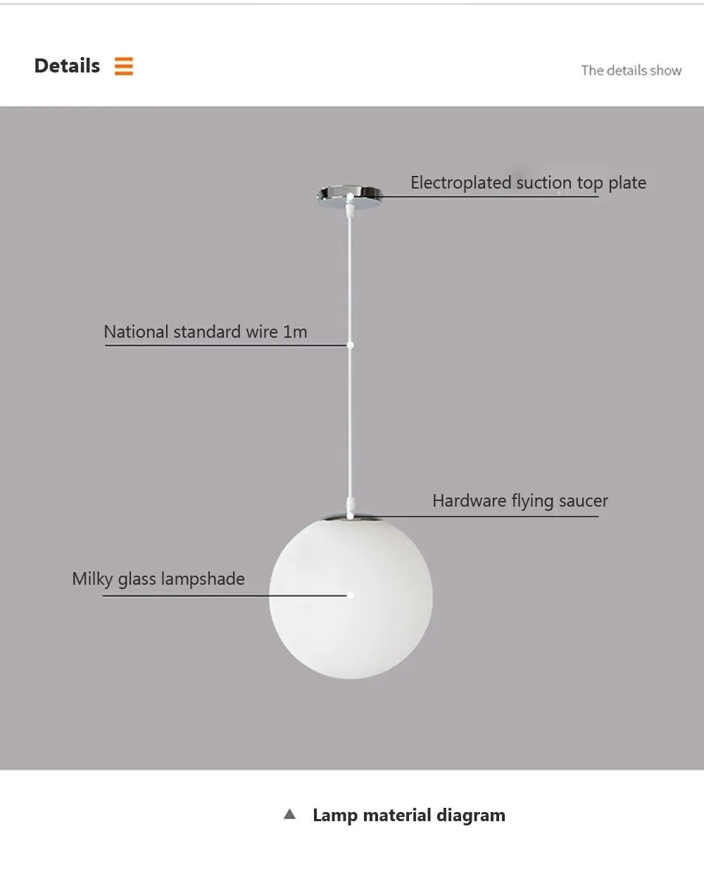 Home Decor Pendant Lights - White Glass Ball Hanging Lamps for Bar Dining Room and Bedroom Clothing Store LED Ceiling Chandeliers